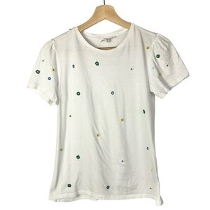 Workshop White Beaded Floral Short Sleeve T-Shirt XS